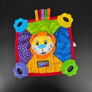 Nuby Lion Teething Blanket Baby Sensory Toy with Crinkle and Textured Teethers
